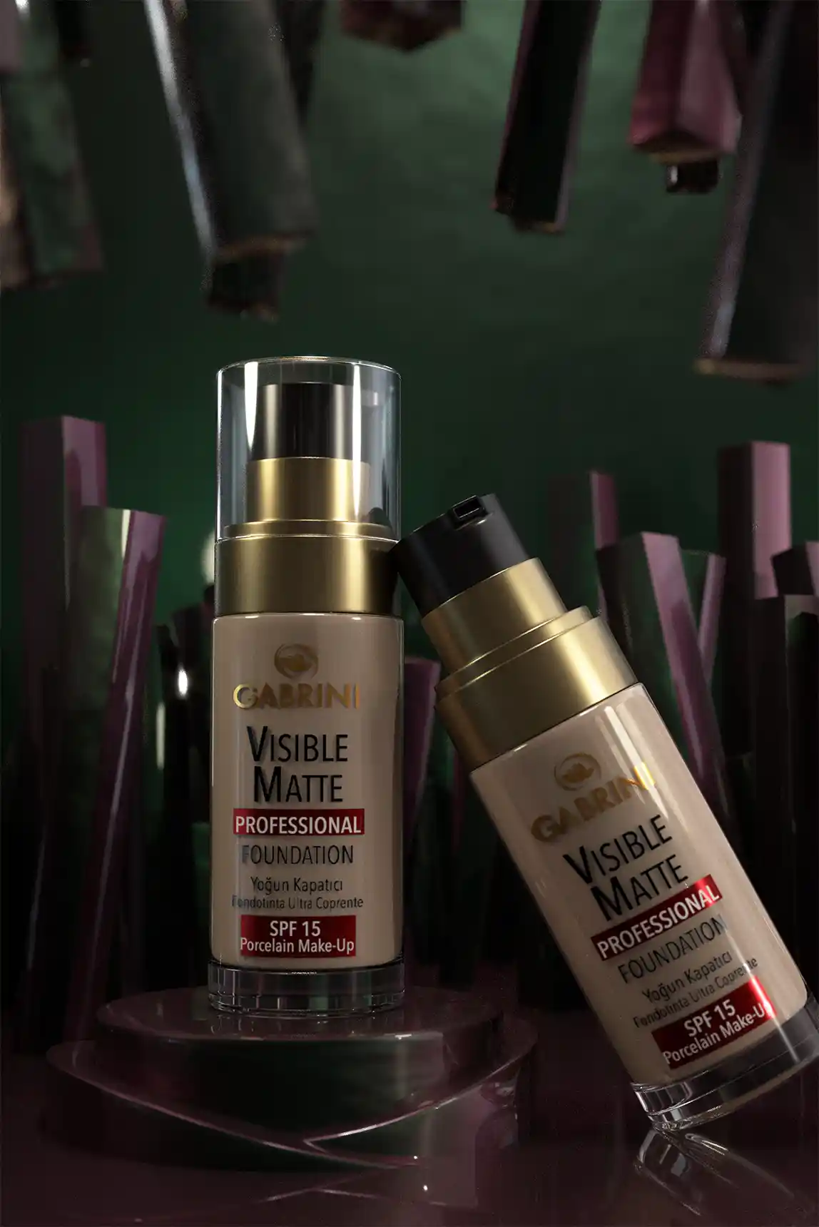 Gabrini Visible Matte Likit Fondöten + Ham Render - 3D Ürün Modelleme & 5K Render • 6 Sahne (Ham Render Görüntüsü Dahil) - Sahne 3 | Sönmez Tasarım